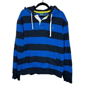 Vintage Ralph Lauren Striped Rugby Hoodie sz XXL
